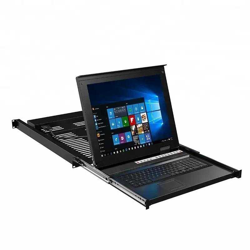 17" LCD KVM Console 8 Port VGA, MT-VIKI 8x1 Rack KVM Console Drawer for 1U Rack + 8-pack Cables