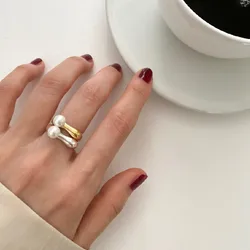 New in 925 Sterling Silver Pearl Adjustable Rings For Women Wedding Jewelry Wholesale Dropshipping