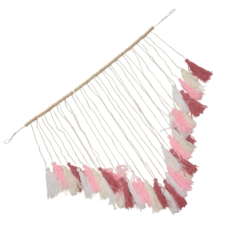 BUONO-Appeso a parete in macramè-Grande appesa a parete in macramè con perline di legno-Decorazione da parete bohémien per camera da letto e soggiorno