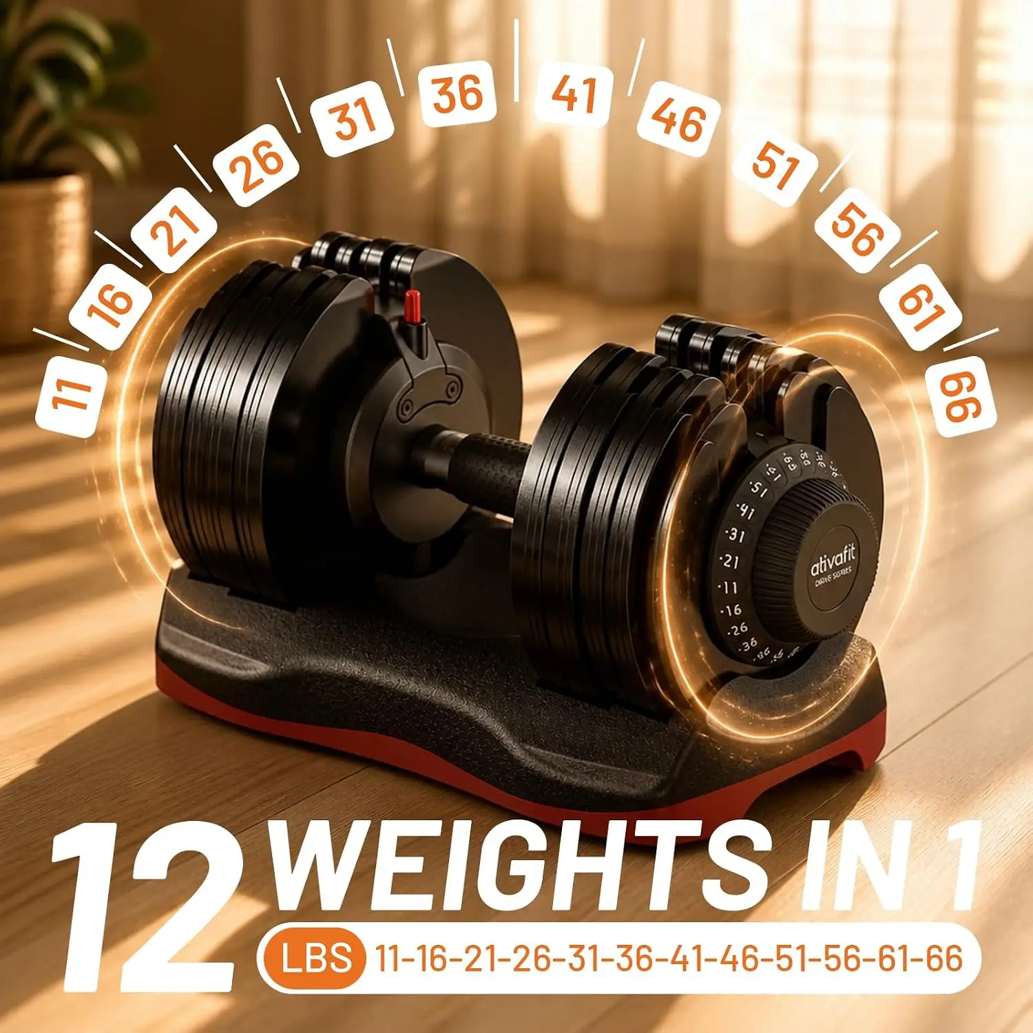 Adjustable Dumbbells Set, 66LB Quick Adjust Free Weights with Double Safety Lock & Anti-Slip Steel Handle, Space, Custom