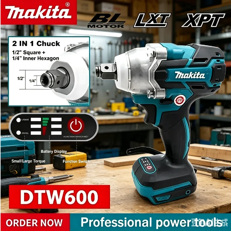 

Makita DTW600 Brushless Impact Wrench High Torque Cordless Rechargeable Electric Wrench For Auto Repair Mechanical Tool