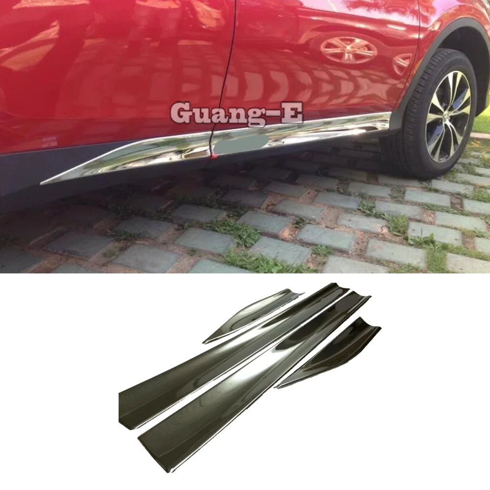 

Для Toyota RAV4 2014 2015 2016 2017 2018 автомобильный Стайлинг крышка ABS хромированная боковая дверь обшивка кузова полоса молдинг капоты часть 4 шт.