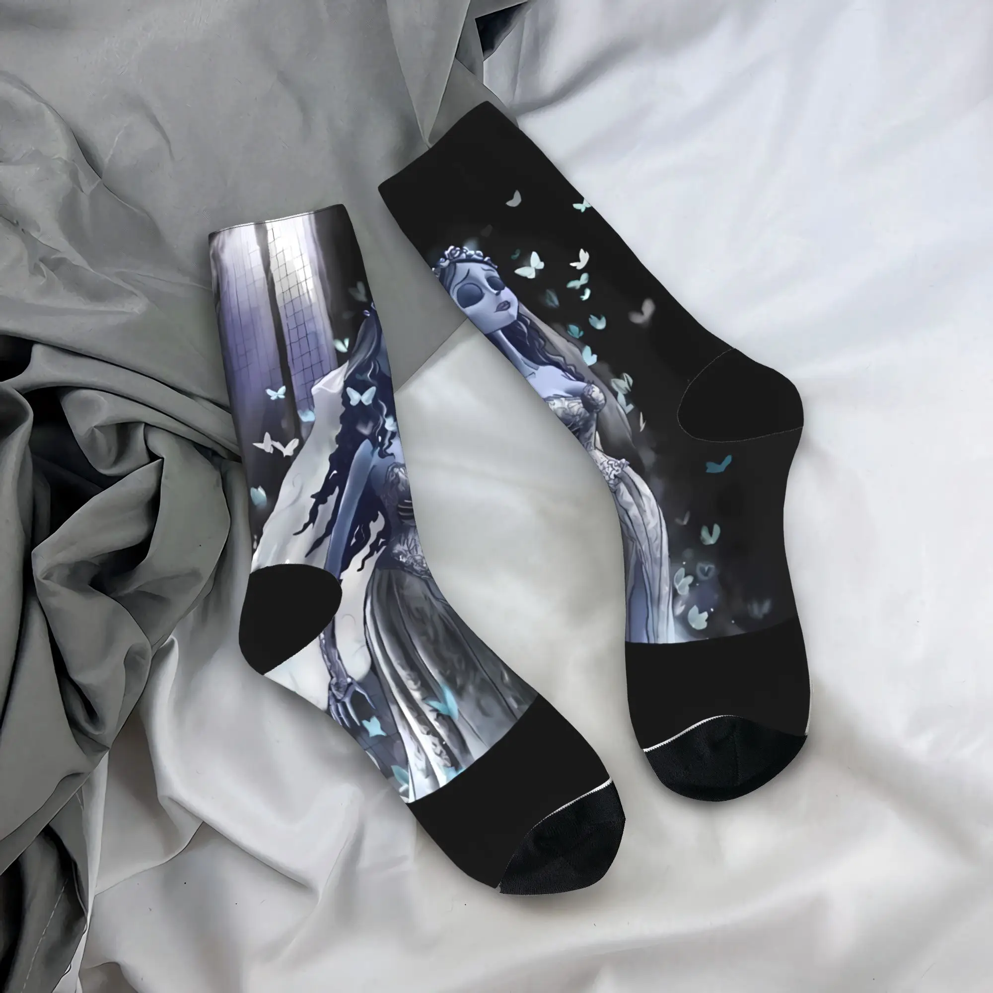 

Corpse Bride Stockings Pattern Harajuku Socks Autumn Anti Sweat Socks Men Cycling Comfortable Socks