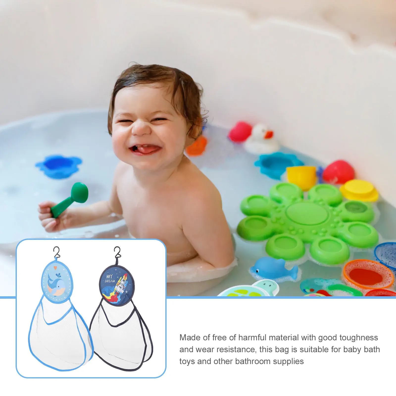 2 Pcs Bath Toy Storage Bag Organizers for Toys Hanging Mesh Bathroom Net Bathtub - view 2