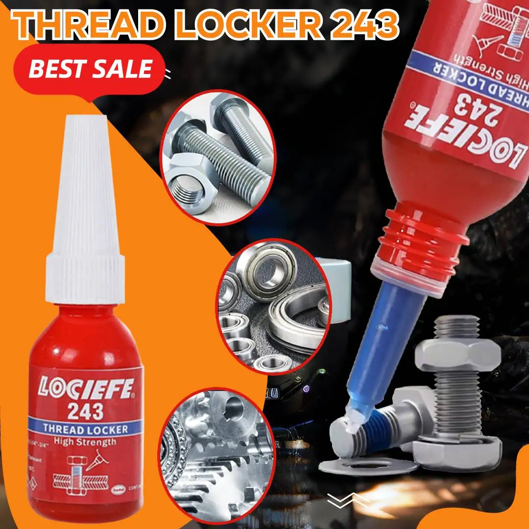 Thread Locker 243 Medium Strength Lock Tight Seal Fasteners 10ml Removable Thread Tightening Agent for Inert Metals Screw Agent