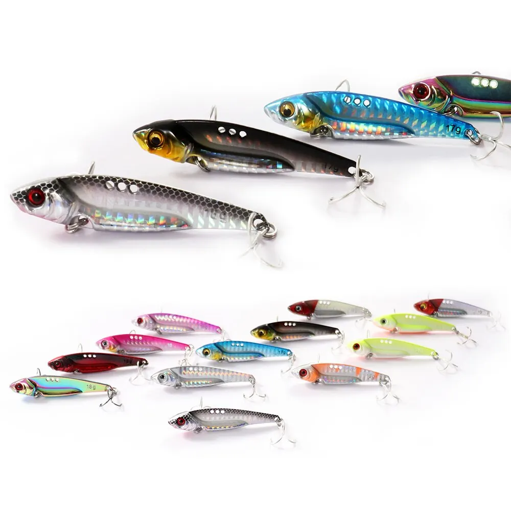 VIB Fishing Lure 7g 10g 18g Metal Jig Tonące ostrze Cast Treble Hook Spinner Spoon VIBRATION Spin Tackle Pesca Wobbler Hard Bait