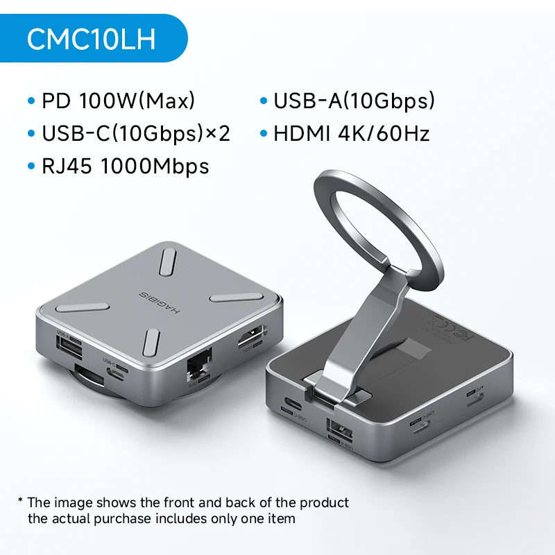 Hagibis Magnetic Stand USB C Hub With 2230 SSD Enclosure Type-C Hub SD/TF 4.0 4K@60Hz HDMI Gigabit Ethernet for iPhone 17 Pro 16 image 3