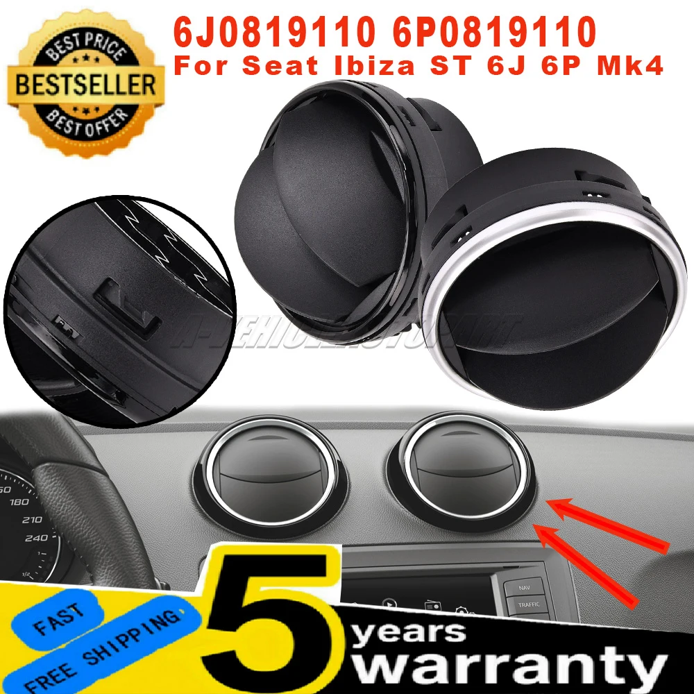 New 6J0819110 6P0819110 For Seat Ibiza ST Mk4 Front Dashboard Air Vent AC Grille Diffuser Surround Black/Silver Car Accessories