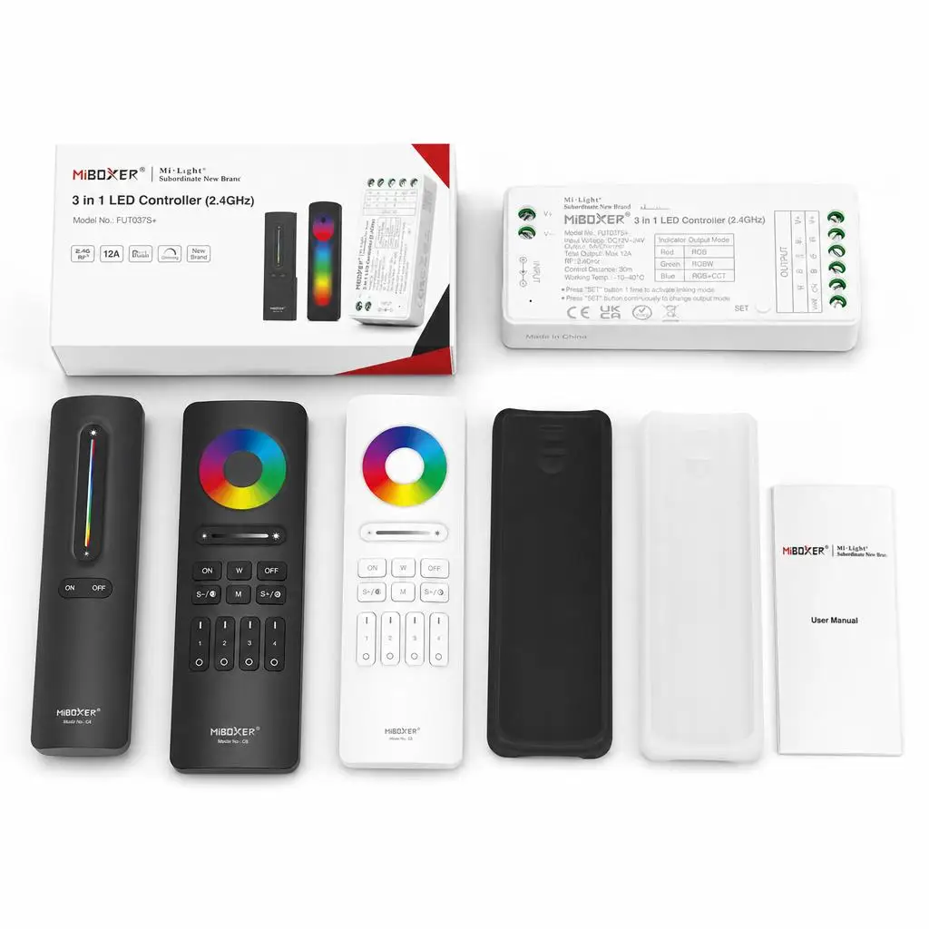 MiBoxer DC12-24V FUT037S+ C4 C5 C8 Smart PWM 3In1 2.4GHzRF RGB RGBW RGB+CCT COB Led Strip Light Dimmer Controller
