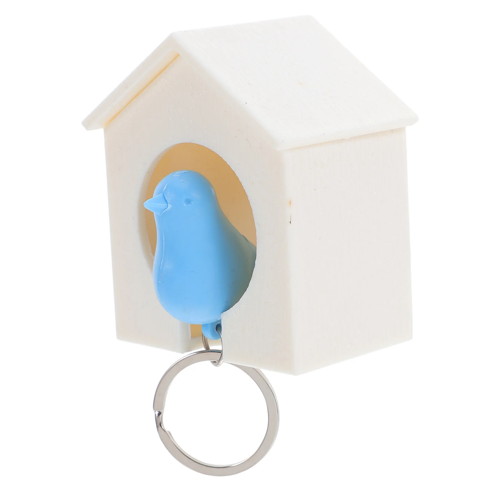 

Sparrow Keychain with Birdhouse Holder White Key Ring with Built-in Whistle Functional Key Organizer for Children Back