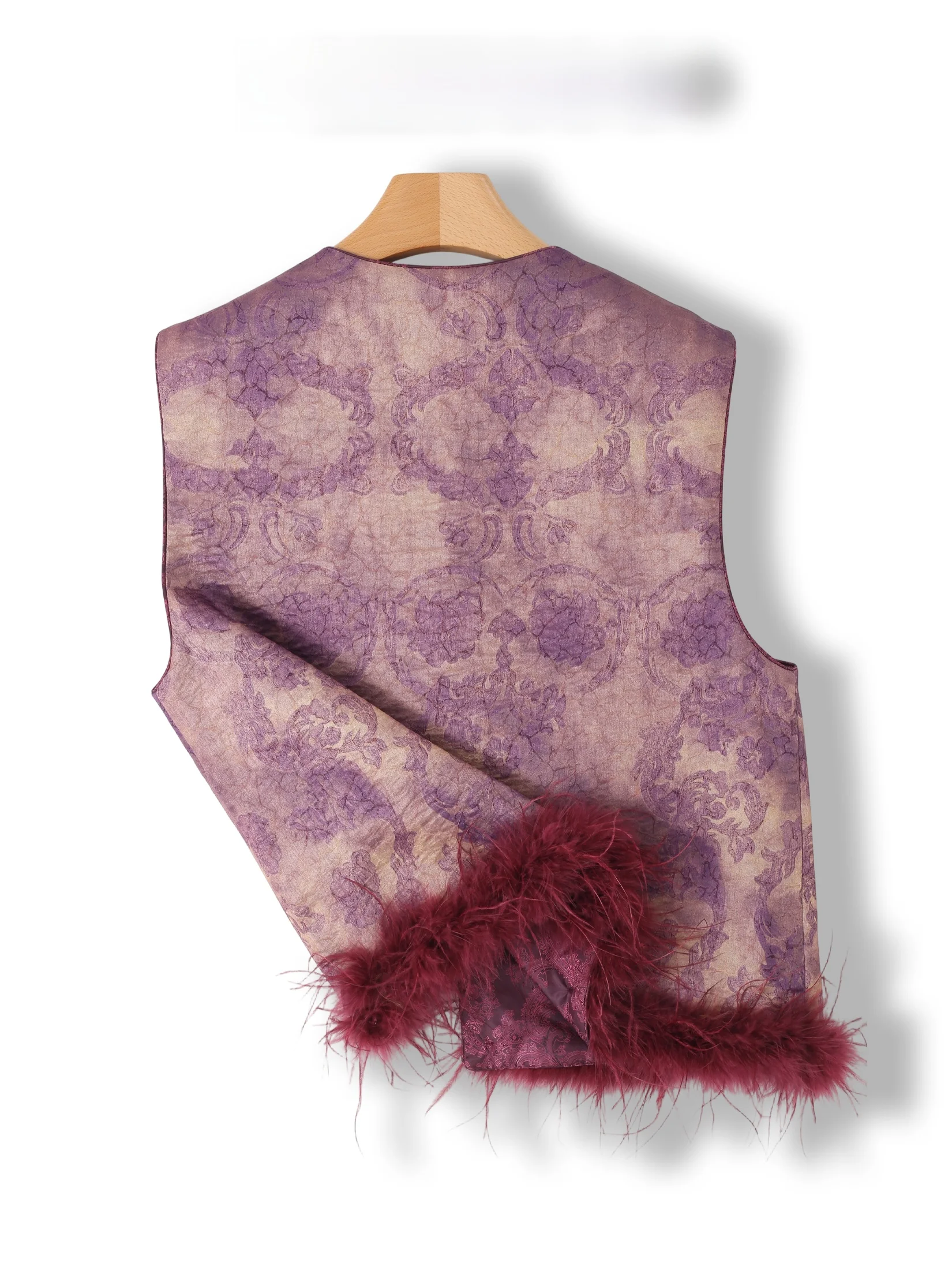 Fashionable Women's Quilted Bird Feather Vest Autumn Winter Essential Item Retro Chinese National Style round Neck Single But...