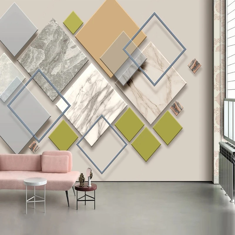 Self-Adhesive Waterproof Mural Wallpaper European Marble Geometry Fresco Background Wall Papel De Parede Stickers Tapety