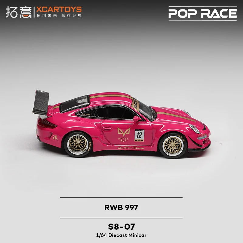 نموذج سيارة POP RACE بمقياس 1:64 طراز S8-07 بورش RWB 997 بلون الياقوت، نموذج معدني مصبوب للجمع والهدايا، متوفر للشحن الآن