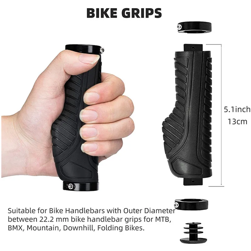 1 Pair Bicycle Grips Mountain Bike Handles MTB Grip TPR Rubber Shockproof Anti-Slip Bike Handlebar Grip Bicycle Part Accessories