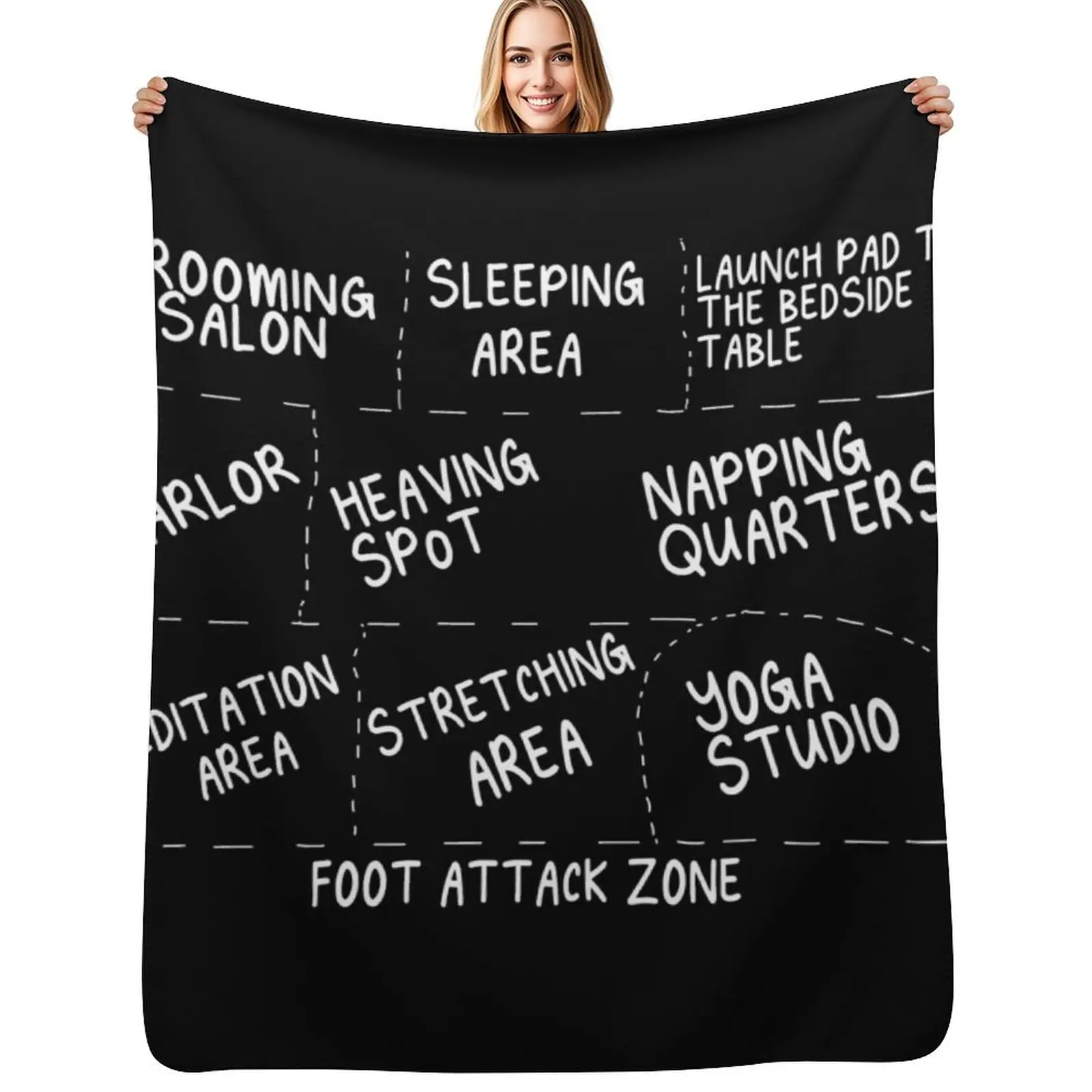 

A Cat's Map of the Bed Throw Blanket Summer funny gift Soft Big Blanket