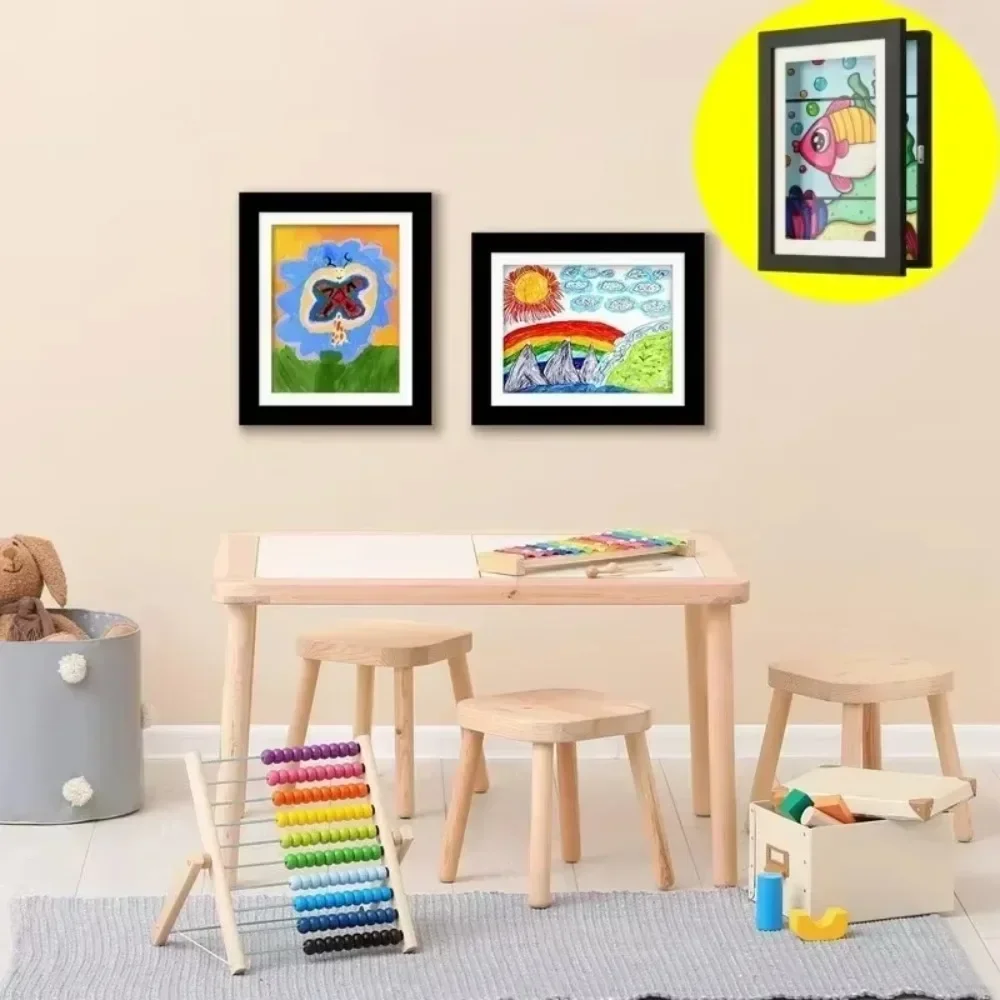 Children Art Frames Magnetic Front Open Changeable Kids Frametory for Poster Photo Drawing Paintings Pictures Display No Photos