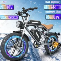 Electric Bike 2000W Motor 48V55AH Dual Battery Electric Bicycle Hydraulic Brake Adult 20*4.0 Inch Off-Road Fat Tire Adult E-bike