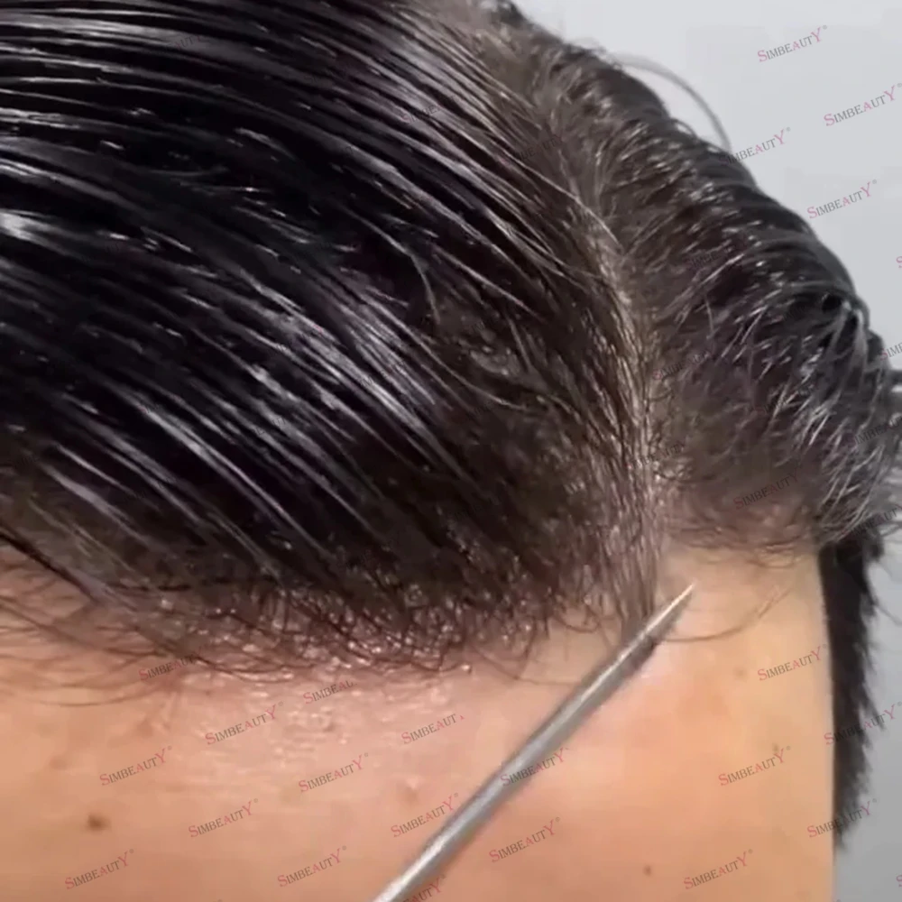 

Undetectable Super Thin 0.02mm Skin PU Base Men's Human Hair Toupee Hairpieces Hairloss SOlution Blonde Eruopean Hair Prosthesis