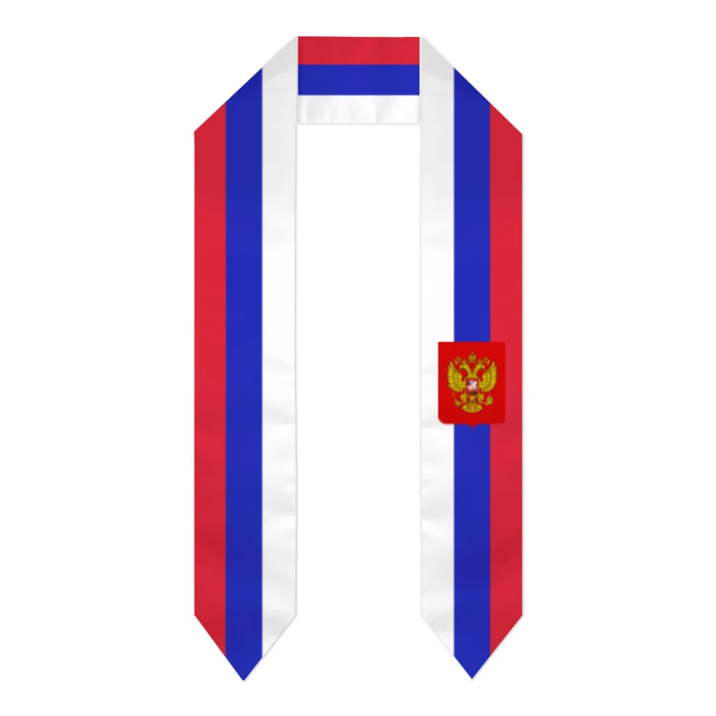 

Russian Federation Flag Thick Graduation Sash Stole Scarf Double Sided Honor Stole For Graduation Students Class Of 2024