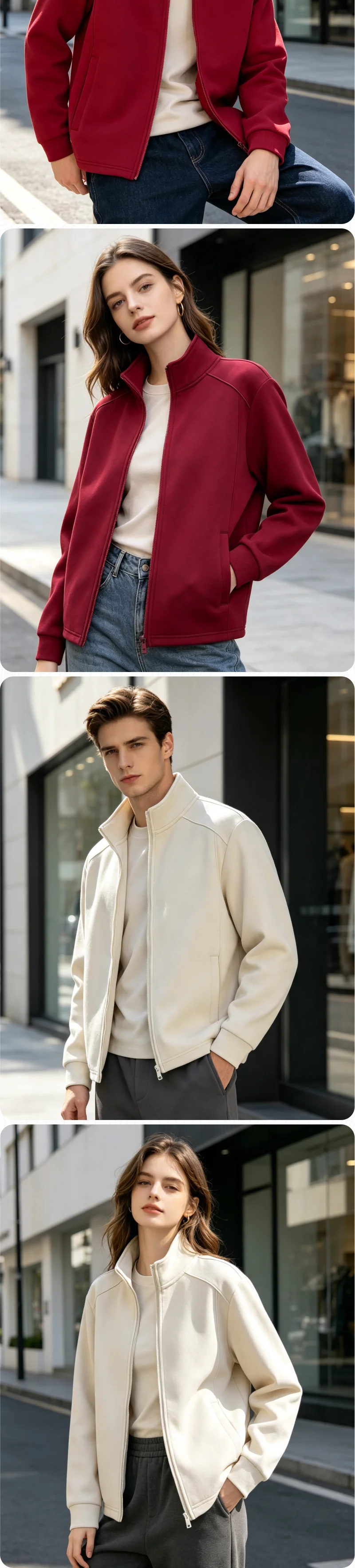 Individueller Logodruck 2026 Neue Frühling-Herbst Dünne Stehkragen-Jacke Sweatshirt Unisex Casual Hochwertige Herren Damen Stickerei – Detail 4