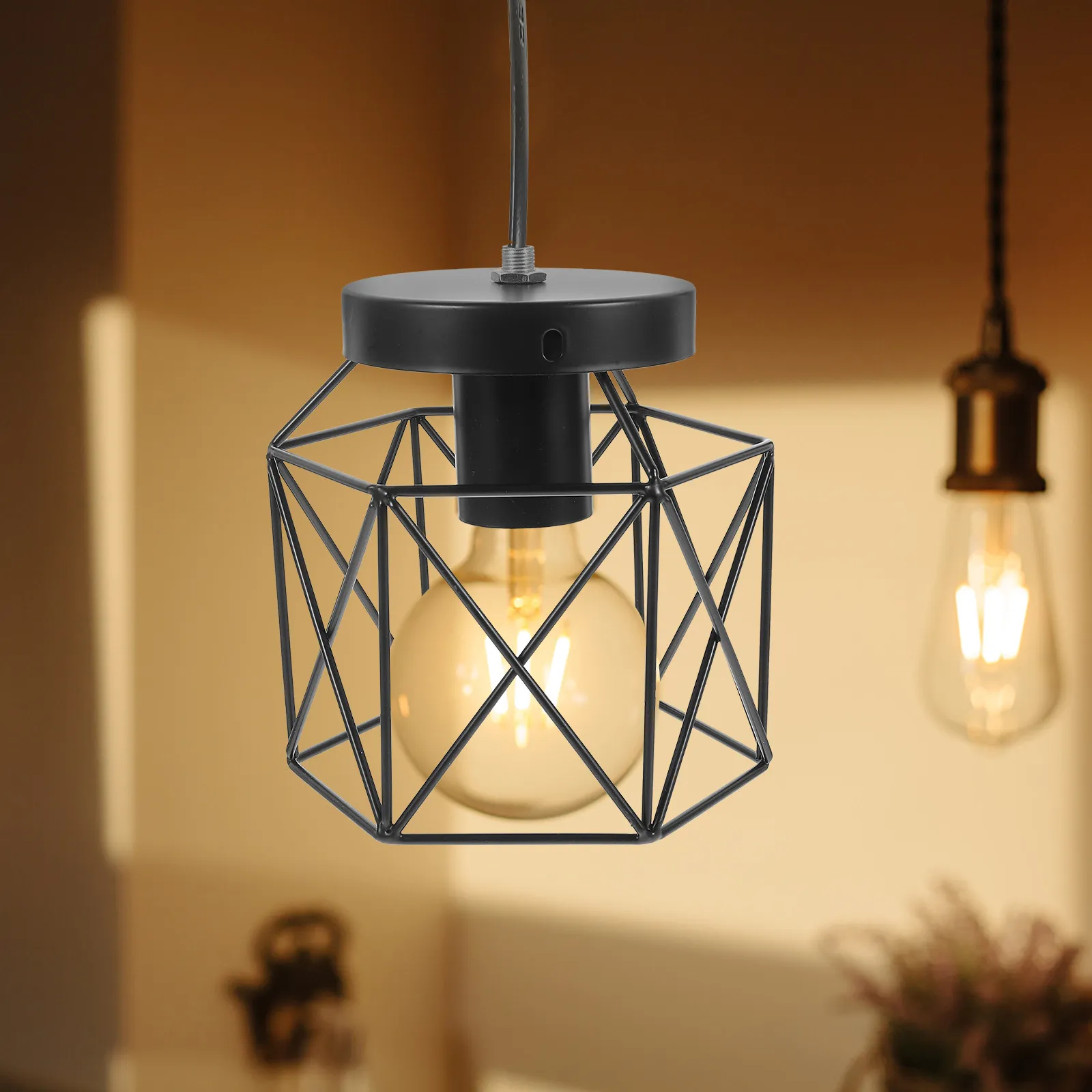 Industrial Iron Ceiling Light Rust Resistant Indoor Fixture for Porch Hallway Home LED Bulb Compatible