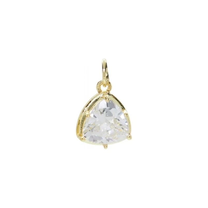 Pcs Invisible Setting Copper Charms Gold Color Inverted Triangle Pendant Cubic Zirconia Approx 12x19.3mm Jewelry