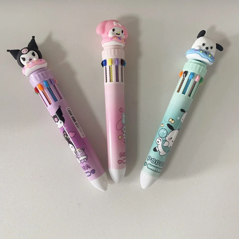 Sanrio мультфильм милая семья десять цветов шариковая ручка многоцветный пресс ручки для бухгалтерского учета ручка высокая красота цветная ручка канцелярские принадлежности
