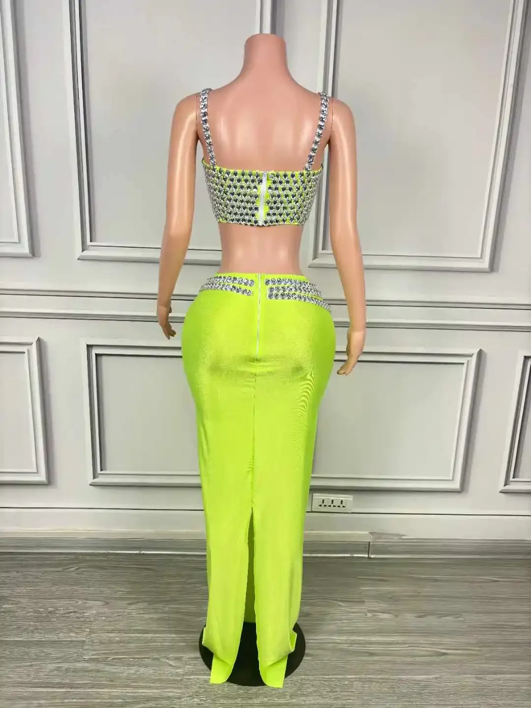 سباركلي حجر الراين بلايز التنانير المرنة 2 قطعة مجموعة للنساء المشجع لاس فيغاس Showgirl ليلة كلوبوير سحب الملكة الزي