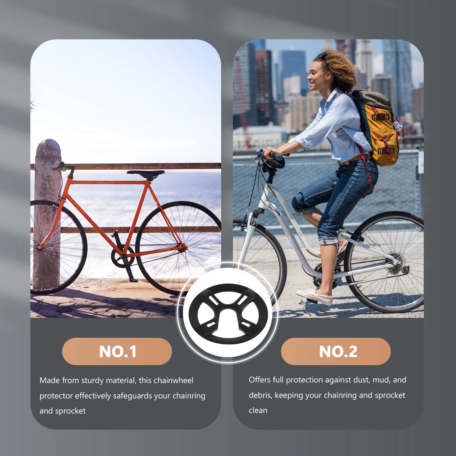 

4Pcs Bicycle Chainwheel Protector Black Thickened 4-Hole Screws Durable Chain Guard Cover for Road Mountain Bike