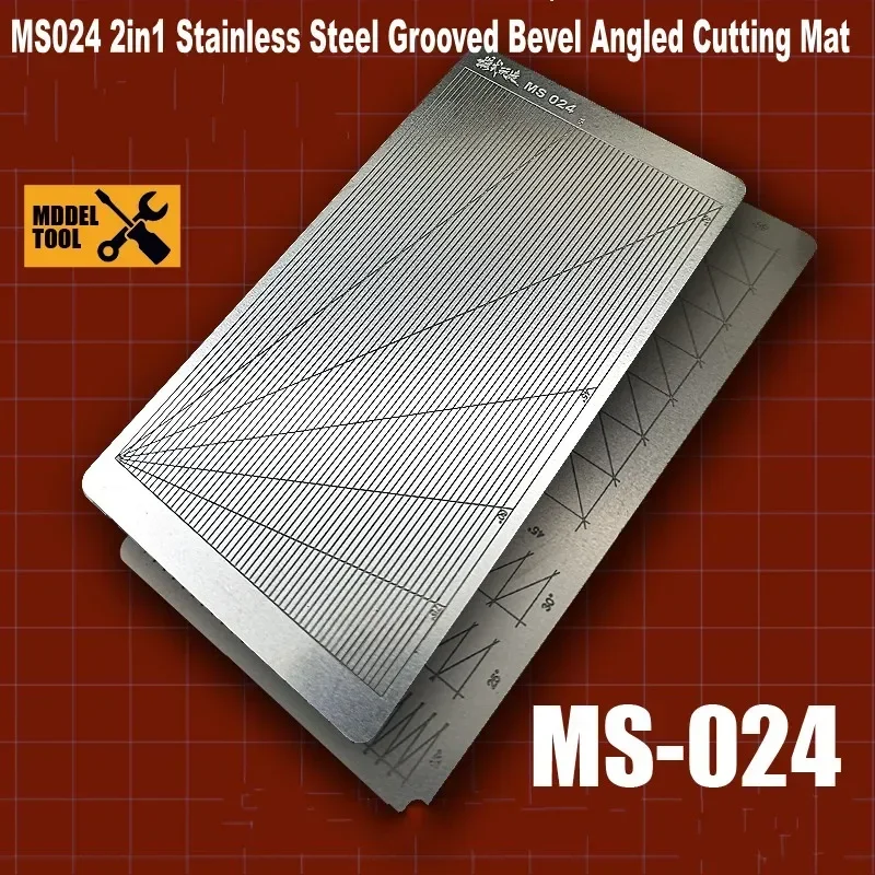 MS024 2in1 Stainless Steel Grooved Bevel Angled Cutting Mat Assembly Model Building Tools For Military Hobby DIY