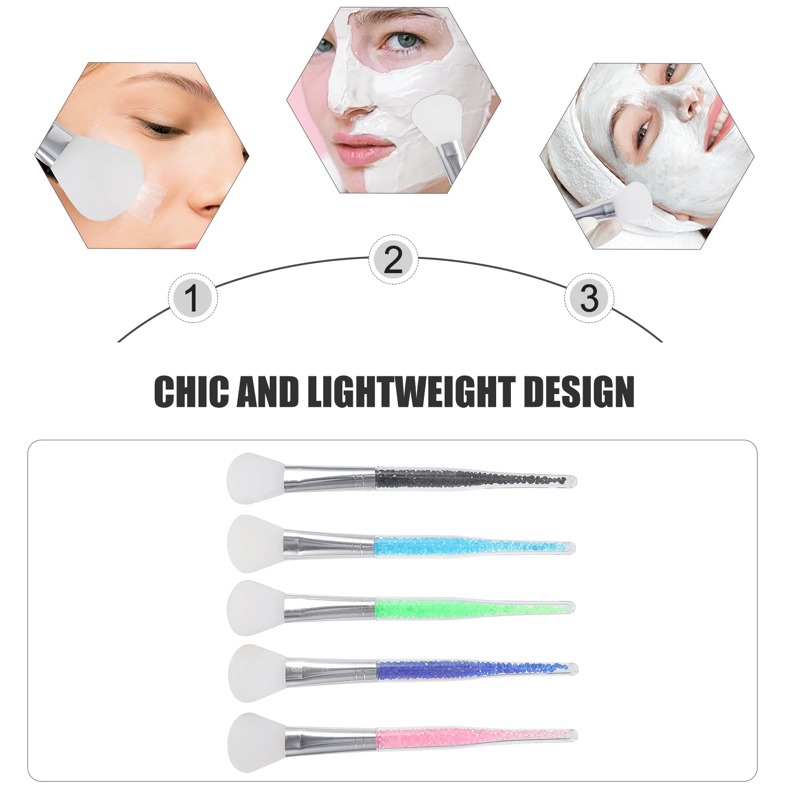 

5Pcs Makeup Brush Facial Brush Nonstick Reusable Mask Applicator Lightweight Skin Treatment Tool for Home and Travel