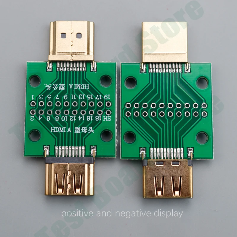 1pcs HDMI Male and Female Test Board MINI Connector with PCB Board  2.54mm pitch 19/20 pin DP HD A Female To Male Adapter Board