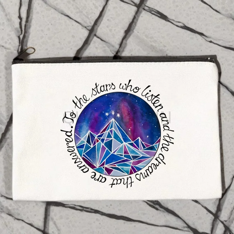 ACOTAR Canvas Pouch Slogan Canvas Bag Funny Cosmetic Zipped Pencil Case Snack Bag Luxury Toiletry Bag Makeup Case