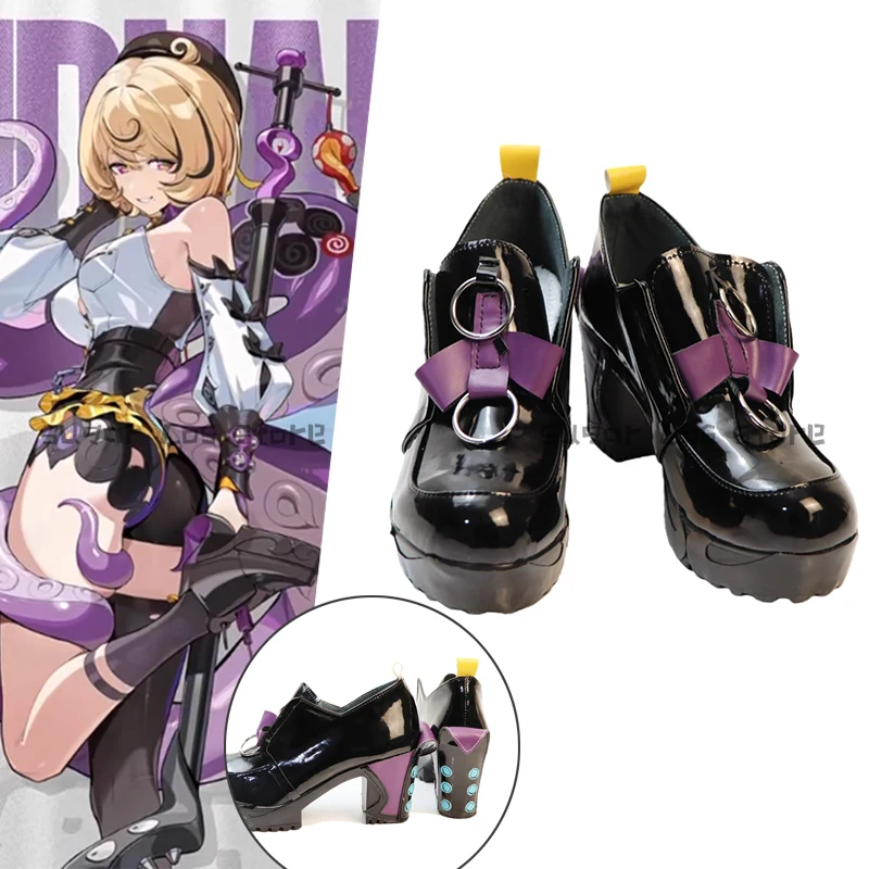 Chaussures de Cosplay Zenless Zone Zero Yidhari, bottes en cuir PU noir, accessoires de fête de carnaval d'halloween pour femmes et filles
