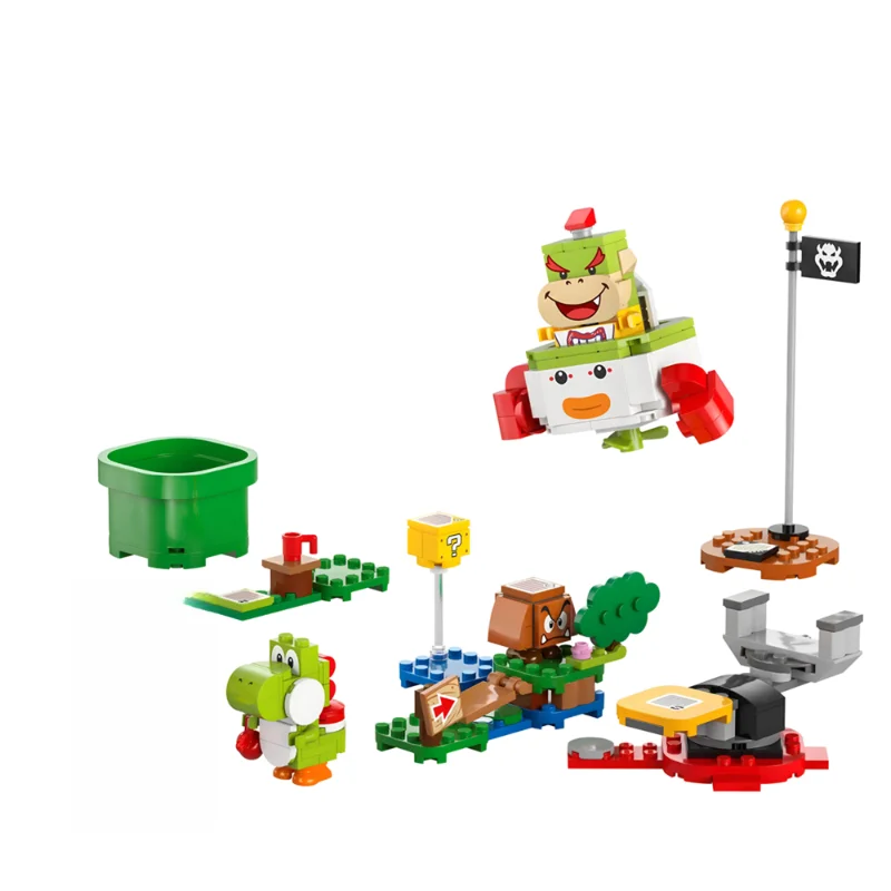 Conjuntos de tijolos compatíveis super bros. série blocos de construção aventuras com brinquedos interativos marioed luigi para crianças presentes 71439