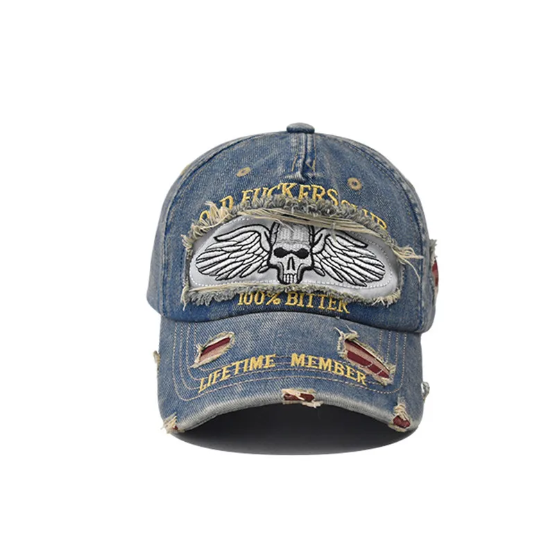 Summer washable denim cotton Men and Women Hip Hop Baseball Hats personality Skull Embroidery Hats 모자 골프용품 땡처리 кепка casquette