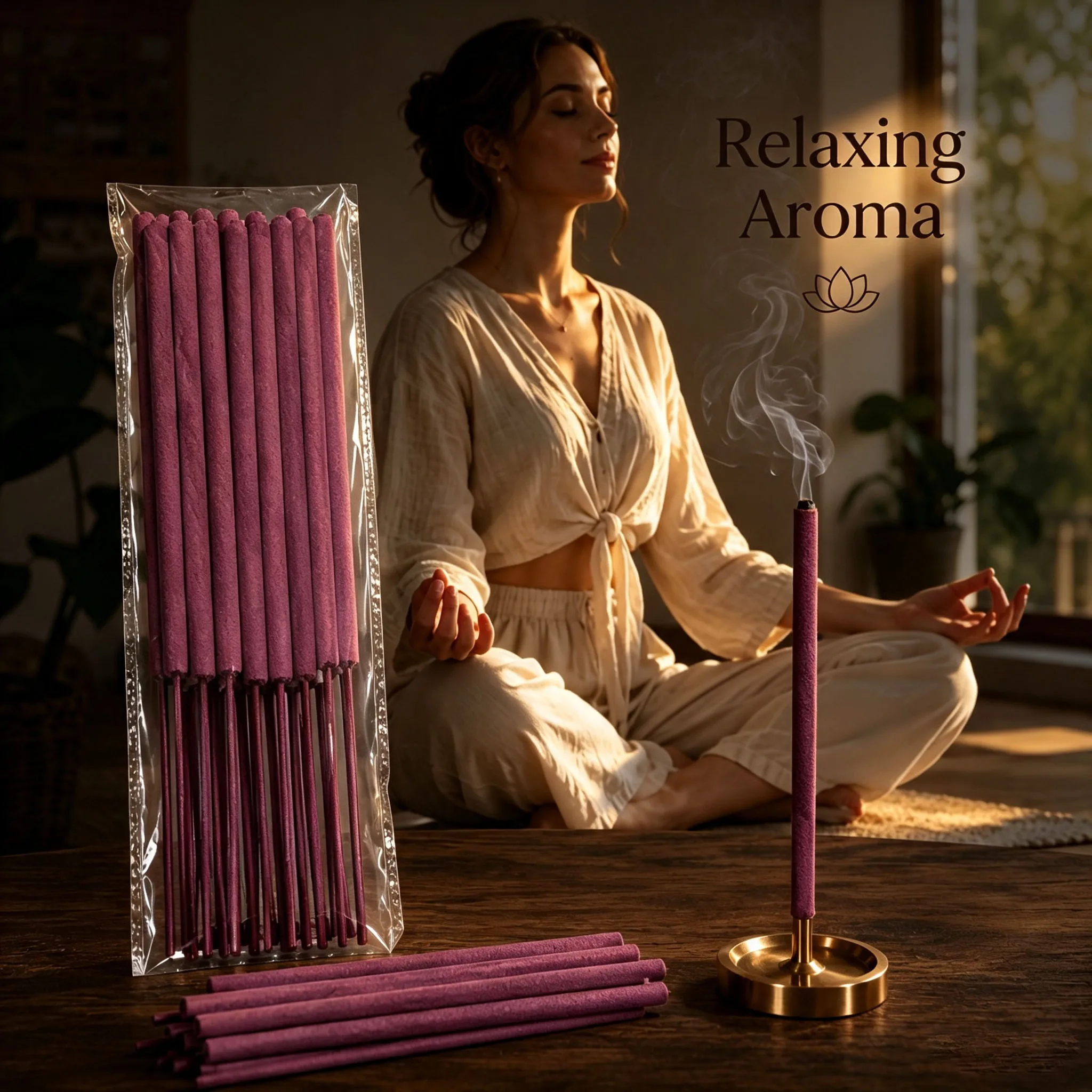 Sakura Scented Giant Incense Sticks, 25 Large 27cm Incense Sticks, Slow-Burning Incense Sticks, Suitable for Home, Garden, Porch, Backyard, Living Room, Meditation Room, and Creating a Relaxing Indoor and Outdoor Atmos