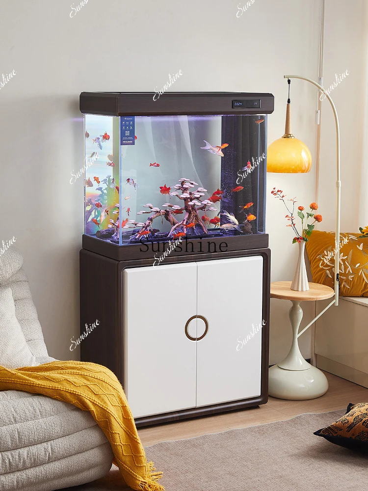 

Living room fish tank with cabinet bottom filter integrated screen floor partition household water-free ecological tank FT