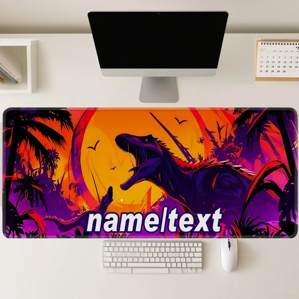 [2D Flat] 1pc Custom Personalized Sunset Tyrannosaurus Dinosaur Mouse Pad Custom Name Text Multi Sizes Gaming Mouse Pad
