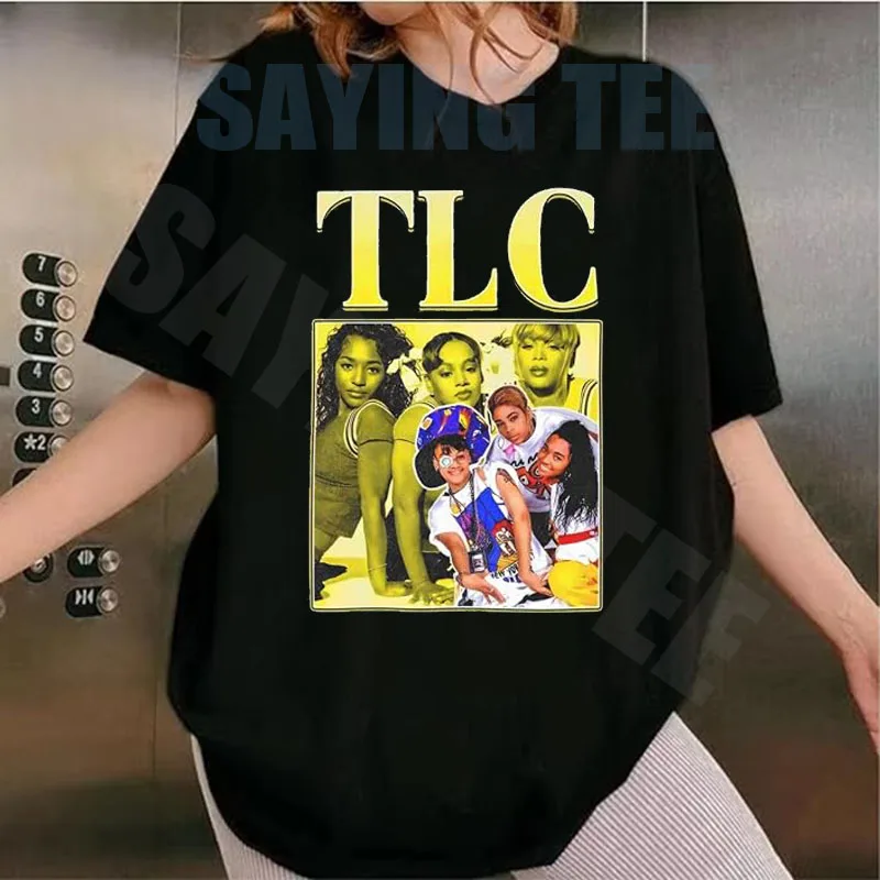 Damen Vintage TLC Musik Mode Kurzarm T-Shirt Y2k Persönlichkeit R&B Rock Musik Konzert Streetwear Kleidung Freizeitoutfit – Detail 10
