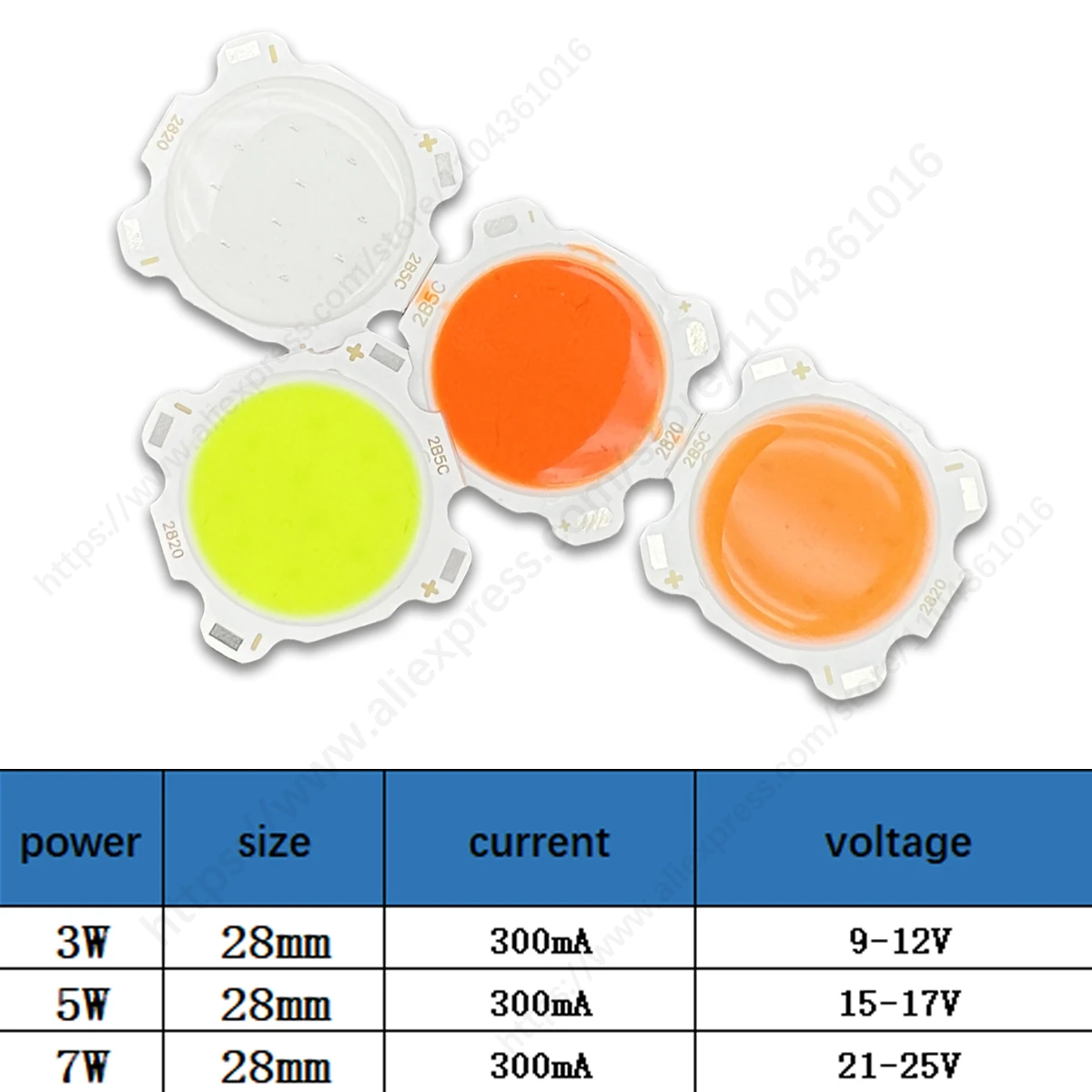 High CRI  COB Chip 3W  5W 7W  Red light pink light blue light green light Star Board For DIY Bulb Track Light Downlight