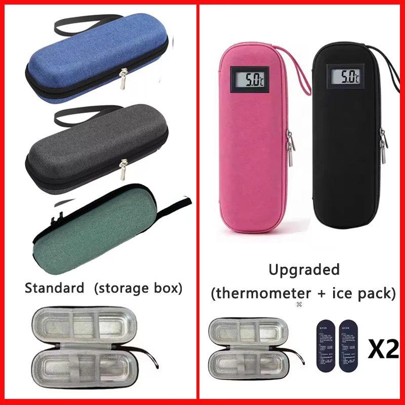 Portable Insulin Cooler Travel Case with Thermometer Display Waterproof Cooling Bag Medicine Organizer for Diabetics