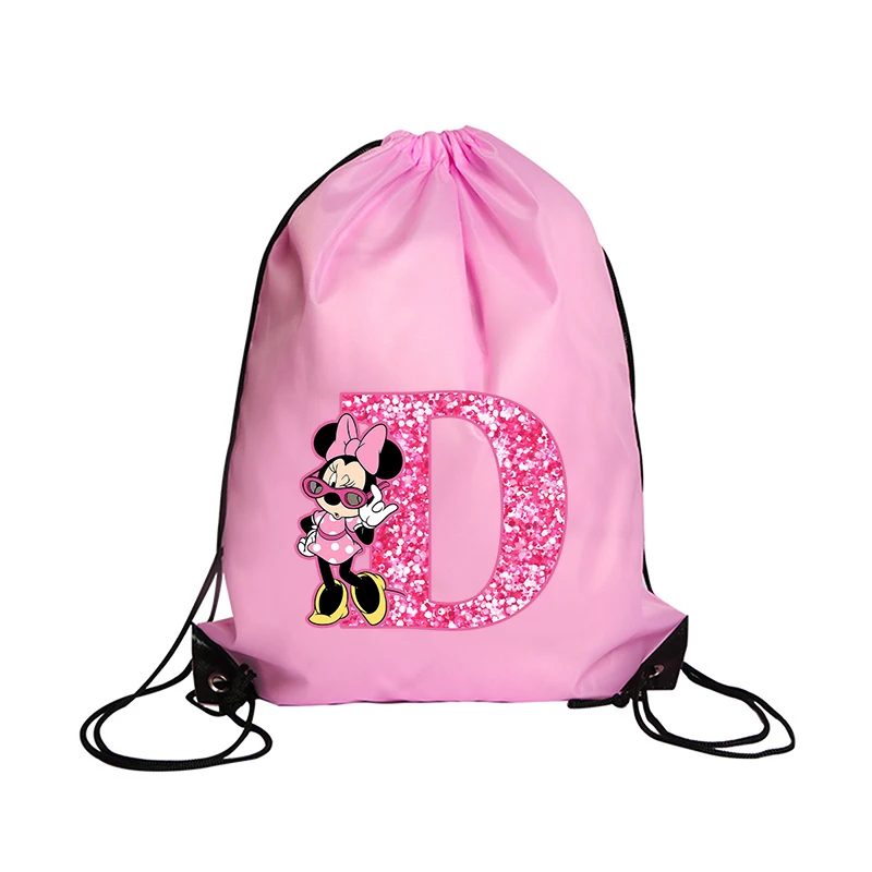 Minnie Mickey Mouse Disney Drawstring Bag Sports Waterproof Backpack Bundle Pocket Terylene Basketball Bags Cartoon Anime Gifts