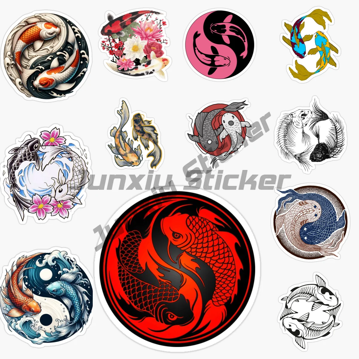 

Taiji Yin Yang Koi Koi Fish Car Stickers Waterproof Creative Bumper Car Occlusion Scratch Accessories Vinyl Self-adhesive Decal