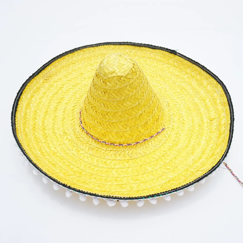 Sombrero mejicano para fiesta de verano, Sombrero de paja colorido de ala ancha para decoración de Halloween y exteriores