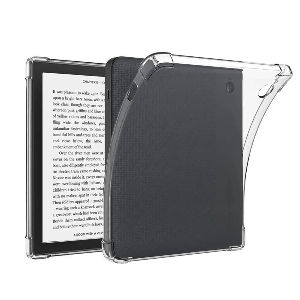 Soft TPU e-Reader Case Shockproof Anti Scratch Air Bag Transparent Protective Cover for Rakuten Kobo Libra/Clara Colour BW 2024