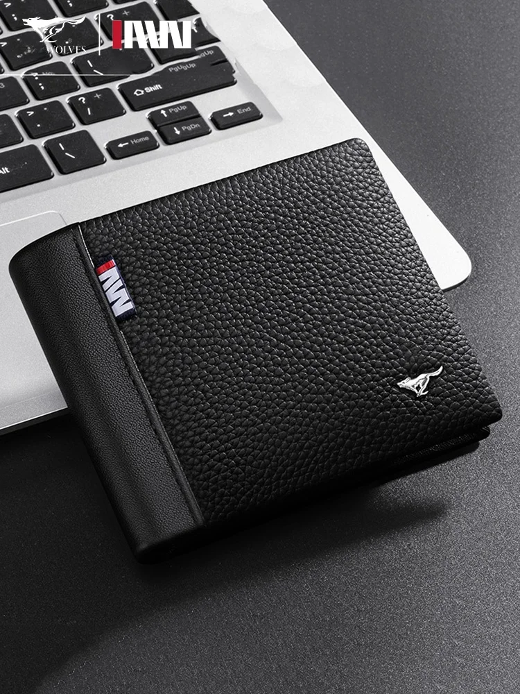 septwolves-genuine-leather-wallet-men's-compact-black-business-style-cowhide-bifold-new-2026-fashion-youth-horizontal-fold