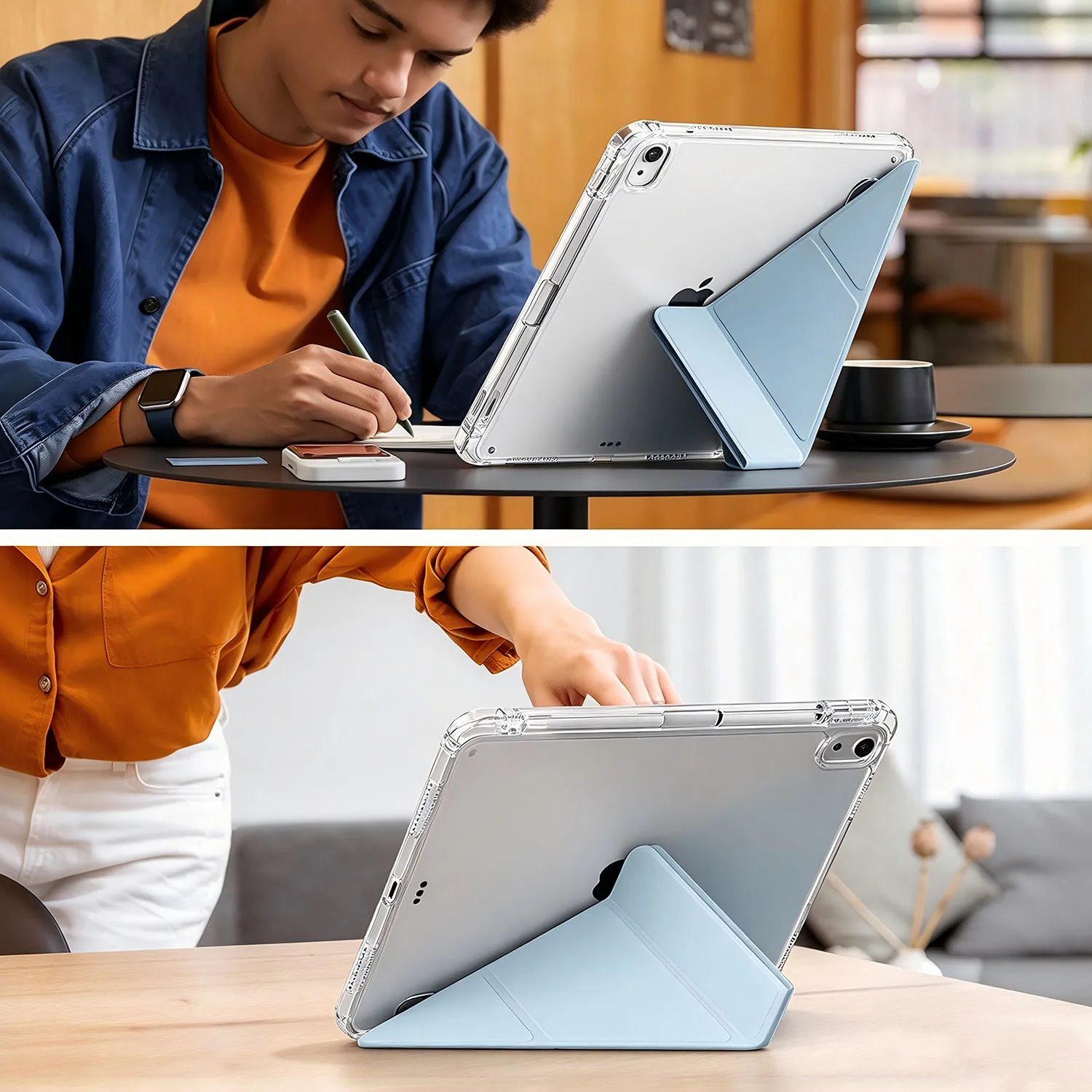 Case for iPad 10th/11th Y-fold Series High Transparent Acrylic Tablet Case with Pen Slot, Supports Auto Sleep/Wake
