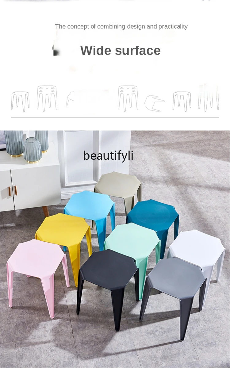 yj Plastic Household Thickened Adult Stool Modern Simple Non-Slip Bathroom Bench High Stool