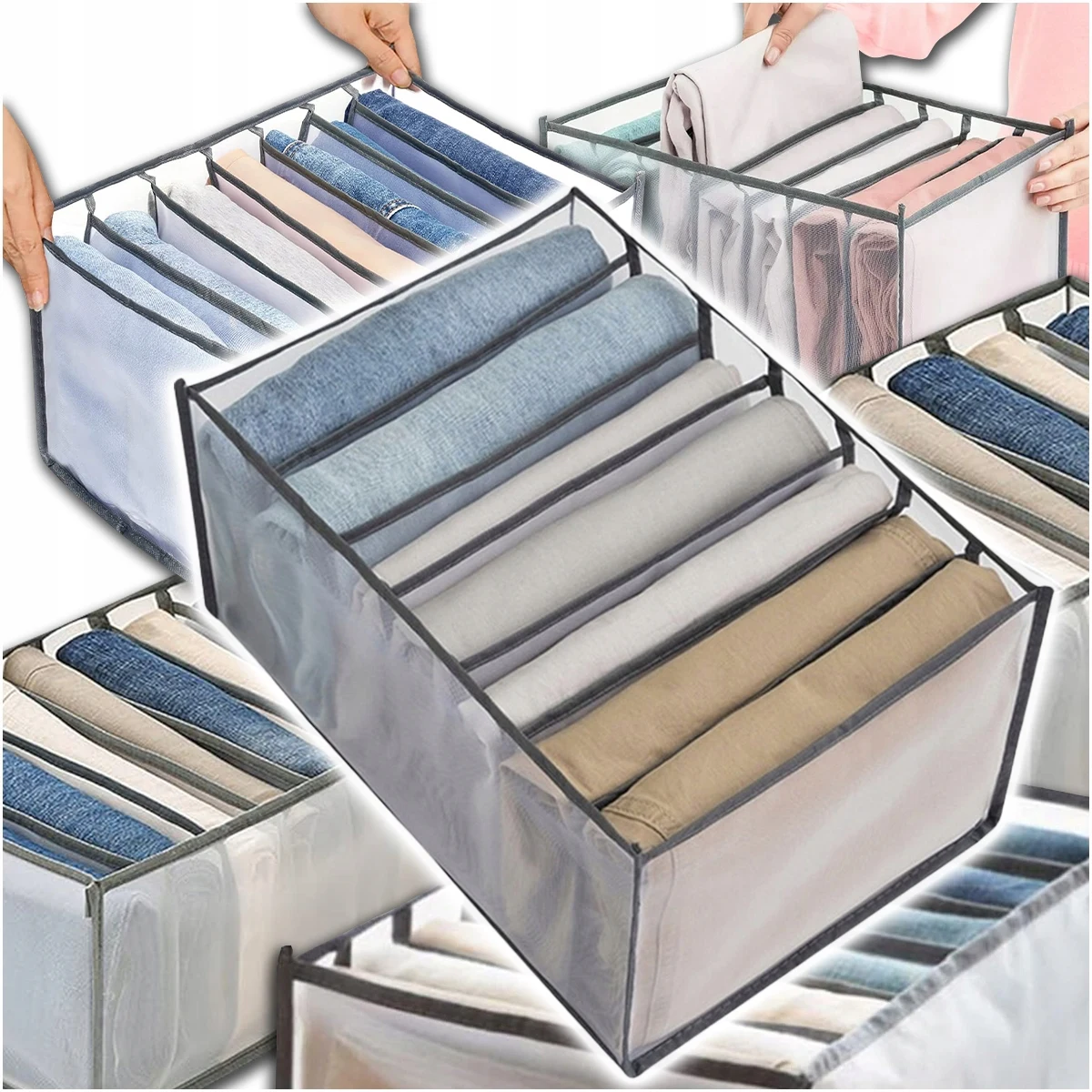 Kastorganizer 36 x 25 x 20 cm, opbergbox met meerdere compartimenten voor kleding, ondergoed, slaapkamer, modern, praktisch, betrouwbare opbergoplossing voor thuis, compact, strak design, eenvoudige